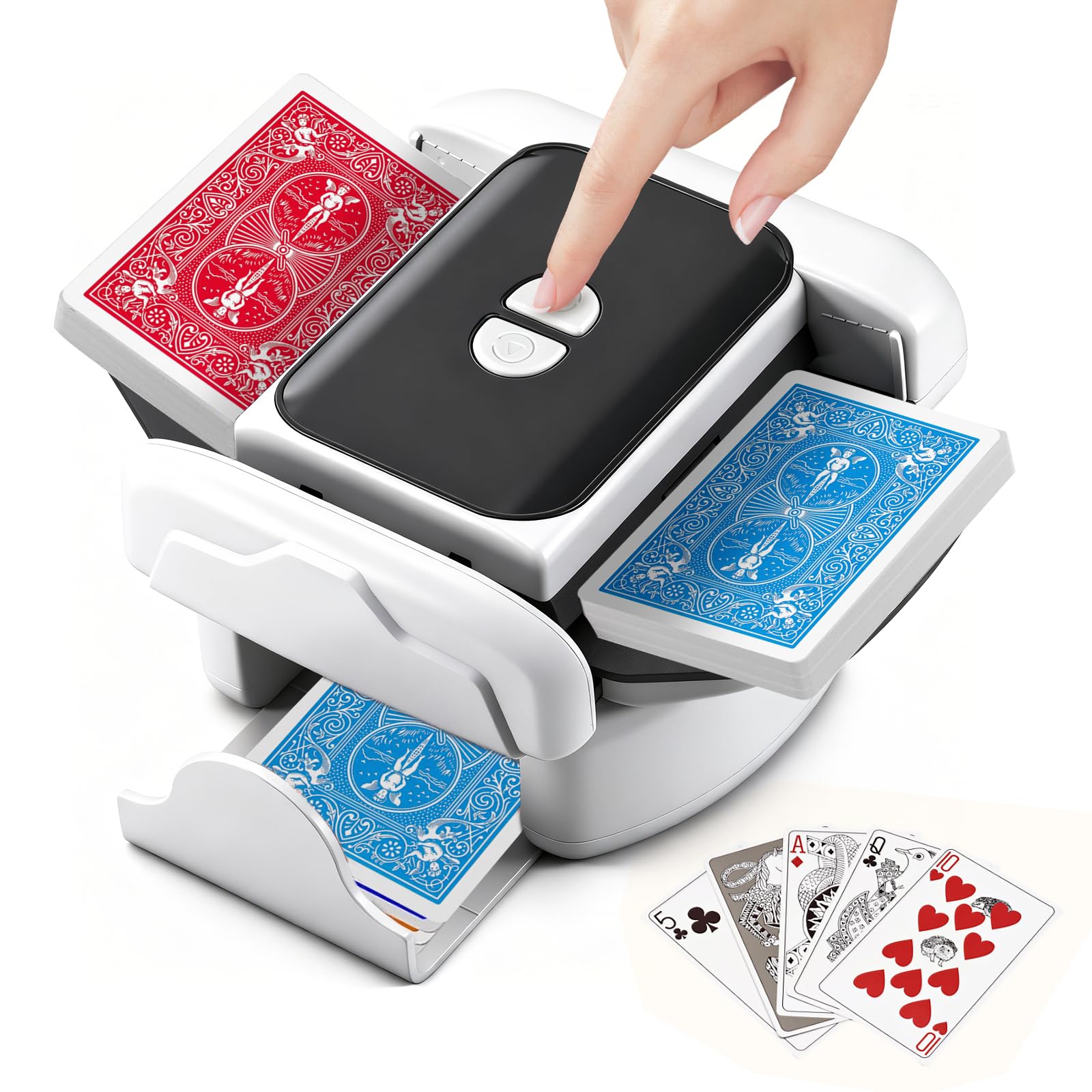 Automatic Card Shuffler Machine 2 Deck, Portable and Low Noise Playing Cards Shuffling Machine with Rechargeable, Electric Card Shuffler for Casino Poker, UNO, Blackjack, Skip-Bo, Phase 10