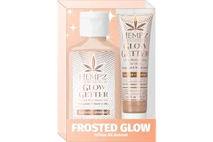Hempz Frosted Glow Kit, Illuminating Mini Body Lotion and Shimmer Lip Gloss Duo, Limited Edition Glitter Gift Set, 2.25 oz and .44 oz