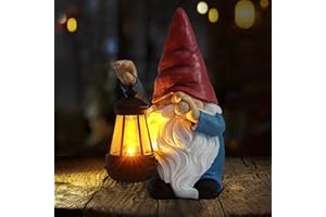 HIDNMSTAT Garden Funny Gnome Statues Collectible Figurines Gnome Decorations Solar Lantern Outdoor Garden Home Decor for Patio Yard Lawn Porch Ornament Gnome Gifts (Lantern Gnome)