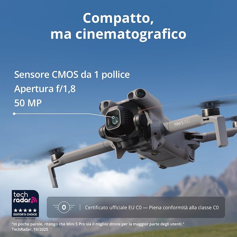 Mini 5 Pro Combo Fly More con DJI RC 2 e DJI Care di 1 anno, C0