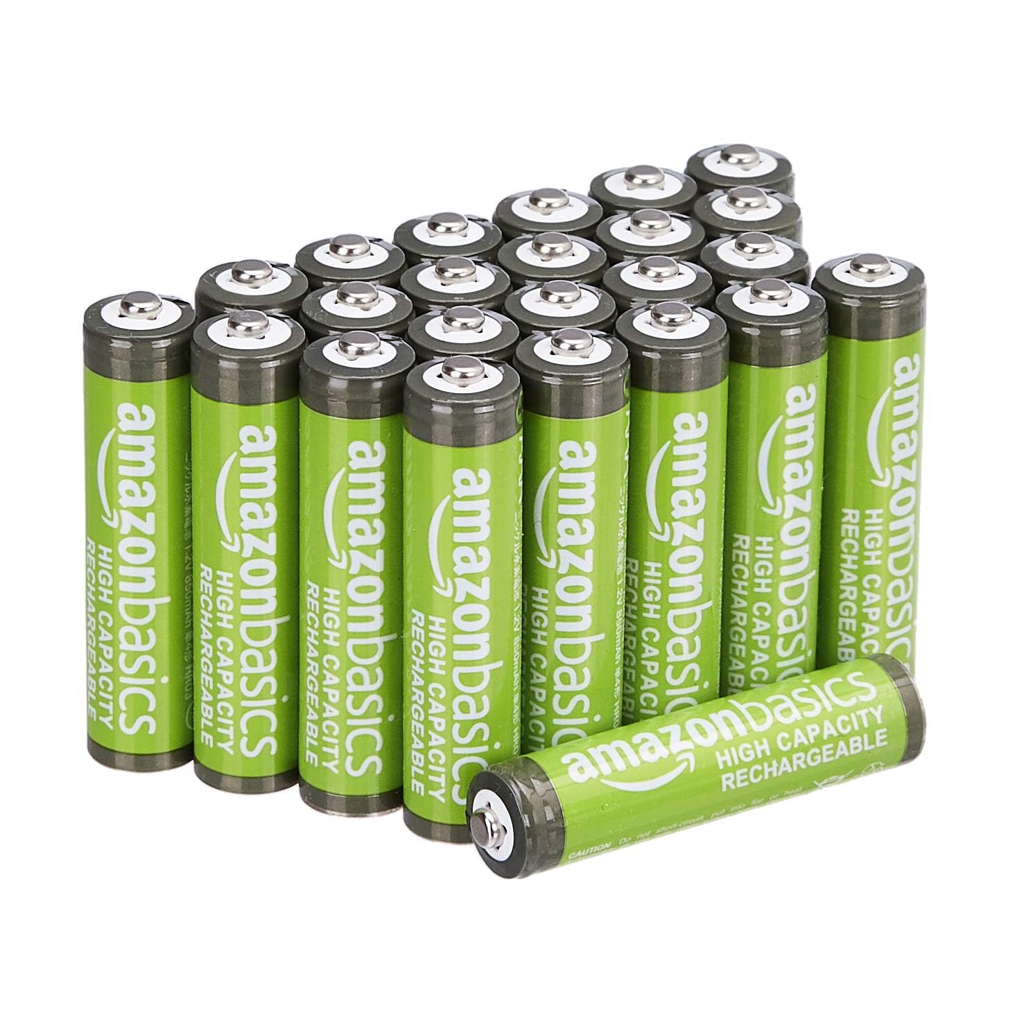 Amazon Basics 24-Pack Rechargeable AAA NiMH High-Capacity Batteries, 850 mAh, 1.2V, Recharge up to 500x Times, Pre-Charged