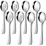 Hiware 8 Pack Stainless Steel Serving Spoons Set Includes 4 Serving Spoons and 4 Slotted Serving Spoons, Buffet Serving Utens