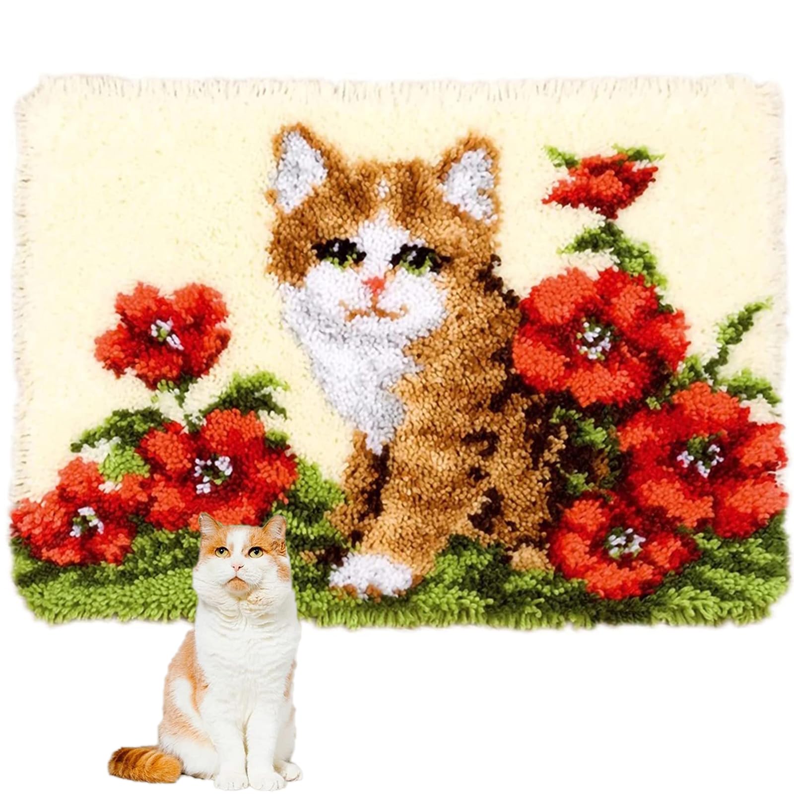 MIAOLLUN Latch Hook Kit Rug, Latch Hook Kits Cat with Pre-Printed Pattern for Adults and Kids 52X38cm/20.4 Inch X15 Inch — image 1