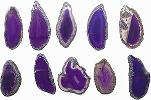 ShinyShaw 10 PCS Polished Agate Light Table Slices,Healing Crystals Geode Stones，Irregular Home Decoration Jewelry Making (Purple)