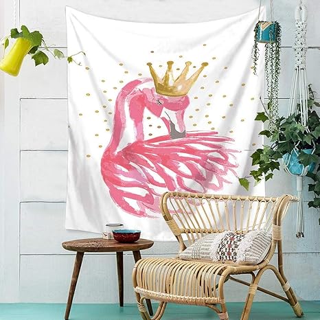 XiYunHan Tapestry, Manta Manta Flamingo Palm Leaf Tapestry ...