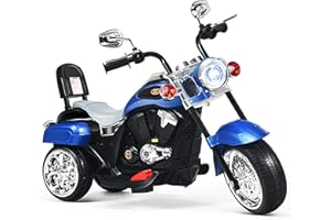 HONEY JOY Kids Motorcycle, 6V Battery Powered Toddler Chopper Motorbike Ride On Toy w/Horn & Headlight, Foot Pedal, 3-Wheel Mini Electric Motorcycle for Kids, Gift for Boys Girls(Blue)