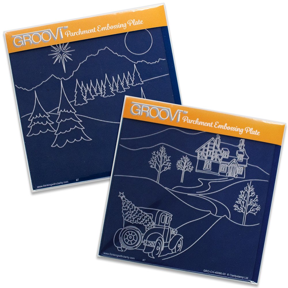 Claritystamp Country Cottage Snow Scene Groovi Plates (Set of 2)