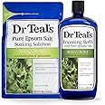 Dr Teal's Epsom Salt Soaking Solution and Foaming Bath with Pure Epsom Salt, Eucalyptus 3 Pound Bags, and 34 Ounce Bottle