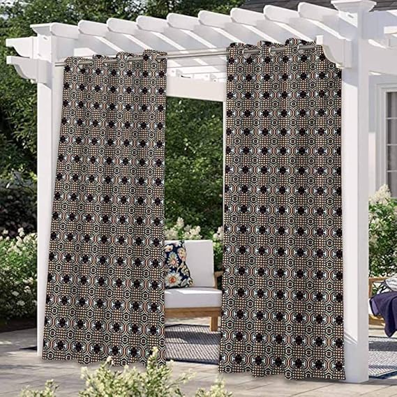Anmaseven - Cortinas de patio con diseño floral, resistentes al viento