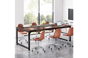 Tribesigns Conference Table, 6FT Meeting Seminar Table Rectangular Meeting Room Table, 78.7L x 39.4W x 30.3H, Rustic Brown/Black