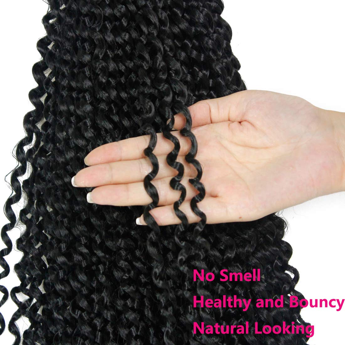 18 inch Passion Twist Crochet Hair 6 packs/lot Water Wave Crochet Braiding Hair Long Bohemian Hair for Passion Twist Pre Looped Synthetic Natural Hair Extensions Soft Lightweight (1B#)