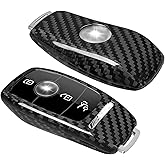 Real Carbon Fiber Key Fob Cover Compatible with Mercedes Benz,T-carbon Key Fob Protector Fits for Mercedes Benz AMG A220 CLS Class E Class E63S GLE 350 4Matic S Class Remote Key Case (Black)