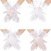 Geyoga 4 Pairs Lace Gloves Women Tea Party Vintage Elegant Short Glove for Dressy Women Wedding Hoiday Party