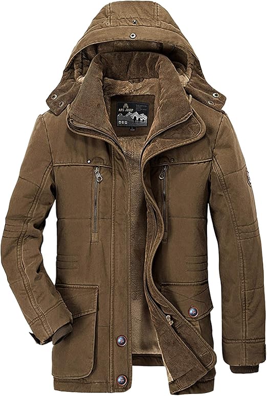Outventure Men's Padded Hooded Jacket – Fleece Lined, Waterproof & Windproof, Full Zip, Regular Fit