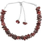 GEMSPLACE Red Garnet Gemstones Raw Bolo Bracelet, Rough Stones, Silver Plated, Chakra Healing Crystals, January Birthstone, Adjustable Slider Weight Approx 50 to 60 Carats Stone Size Approx 5 to 10mm