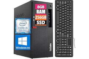 Lenovo ThinkCentre M920T Mini Tower Desktop Computer, 4K Support, Windows 11 Pro, Intel Core i5-8500 Up to 4.1GHz, 8GB RAM, 2