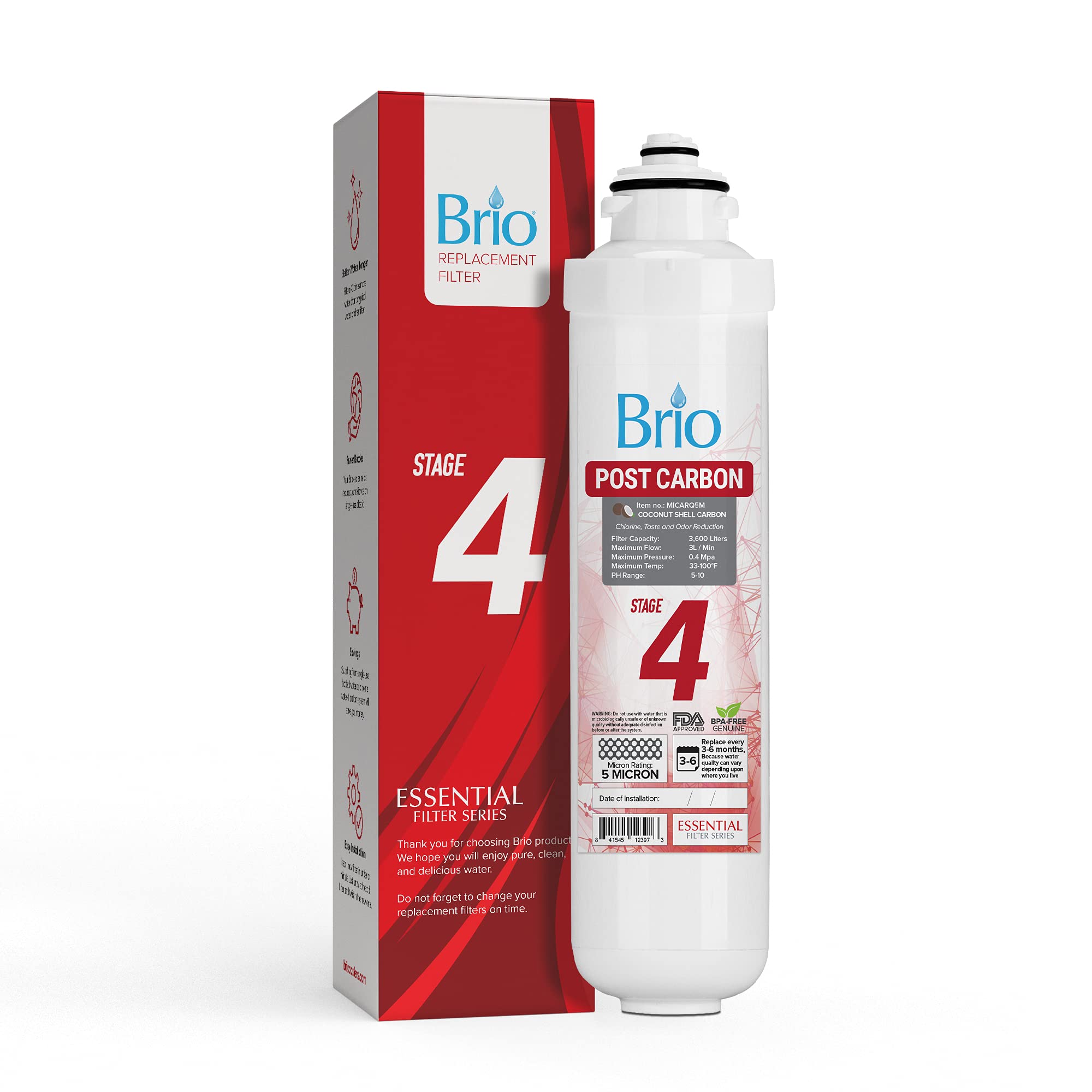 Brio Water Cooler Filter Replacement - Stage-4: Post Carbon Block - for Brio model CLPOUROSC420RO