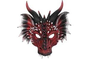 Alodidae 3D Dragon Mask Halloween Party Costume Cosplay for Adults Men, Scary Animal Half Face Masks