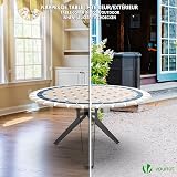VOUNOT Round Tablecloth Covers Elastic Picnic Waterproof 90-120cm Khaki Blue view 2