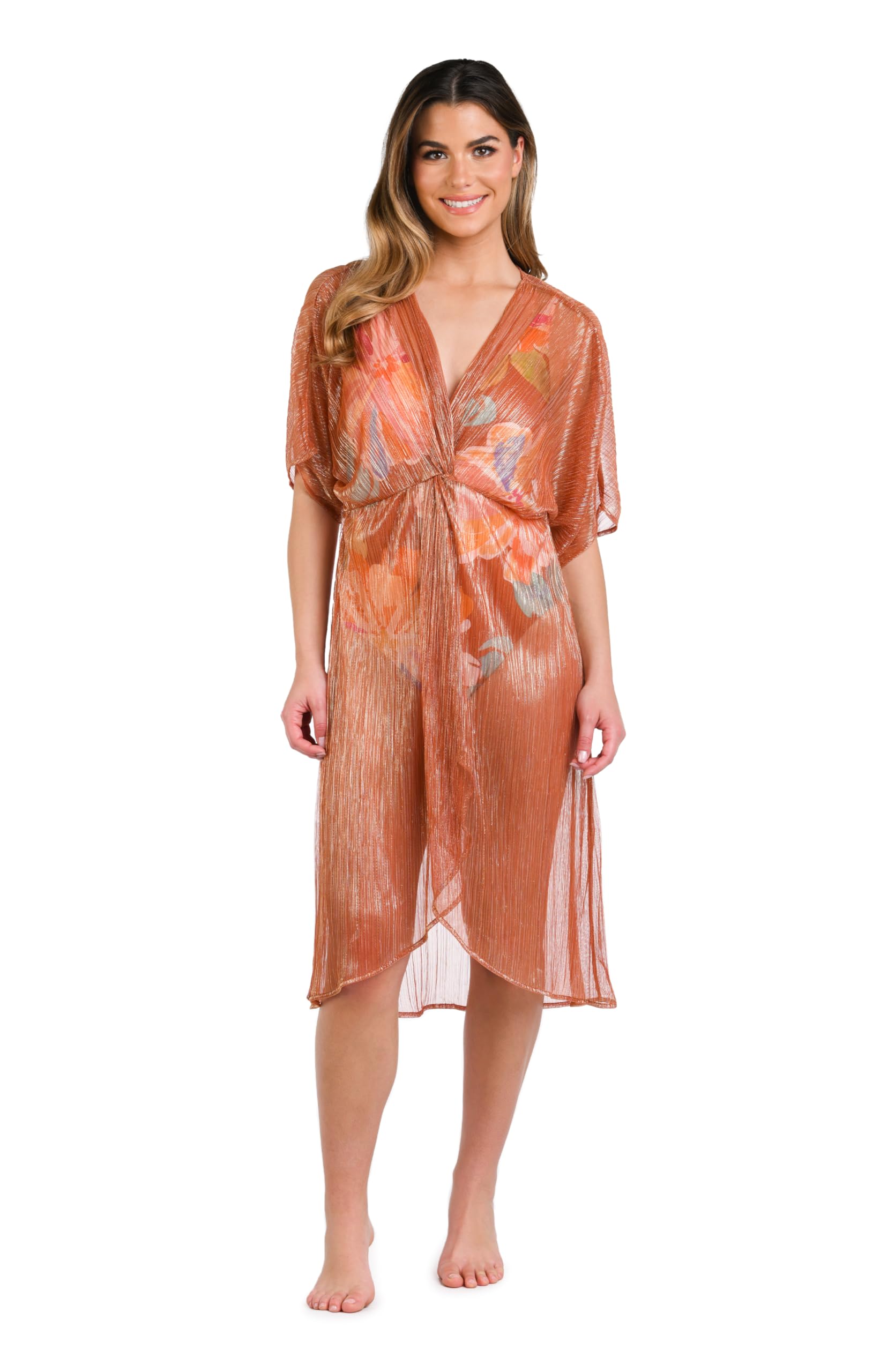 La Blanca Women’s Midi Dress Swimsuit Cover Up, Copper//Golden Hour, Medium