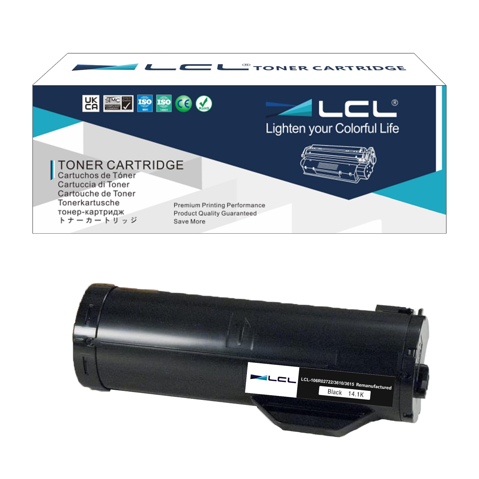 LCL Compatible Toner Cartridge 106R02722 106R02720 Phaser 3610 3610DN 3610N WorkCentre 3615 3615DN 14100 Pages (1 Black) Replacement for Xerox Phaser 3610DN 3610 3610V 3610DN 3615 3615V 3615DN 3615DNW