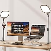 2 Packs Video Conference Lighting Kits, Dimmable Desk Ring Light with Stand and Phone Holder, Computer Laptop Light for Zoom 