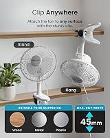 Pro Breeze 6 Inch Clip On Fan - 2 Speeds, 360° Rotation, Silent Operation view 4