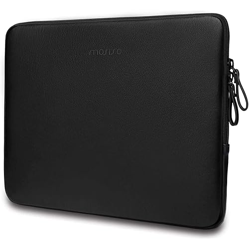 MOSISO Laptop Sleeve Compatible with 13 inch 2020-2016 MacBook Pro A2338 M1/A2251/A2289/A2159/A1989/A1706/A1708/MacBook Air A2337 M1/A2179/A1932,PU Leather Padded Bag Waterproof Case, Black
