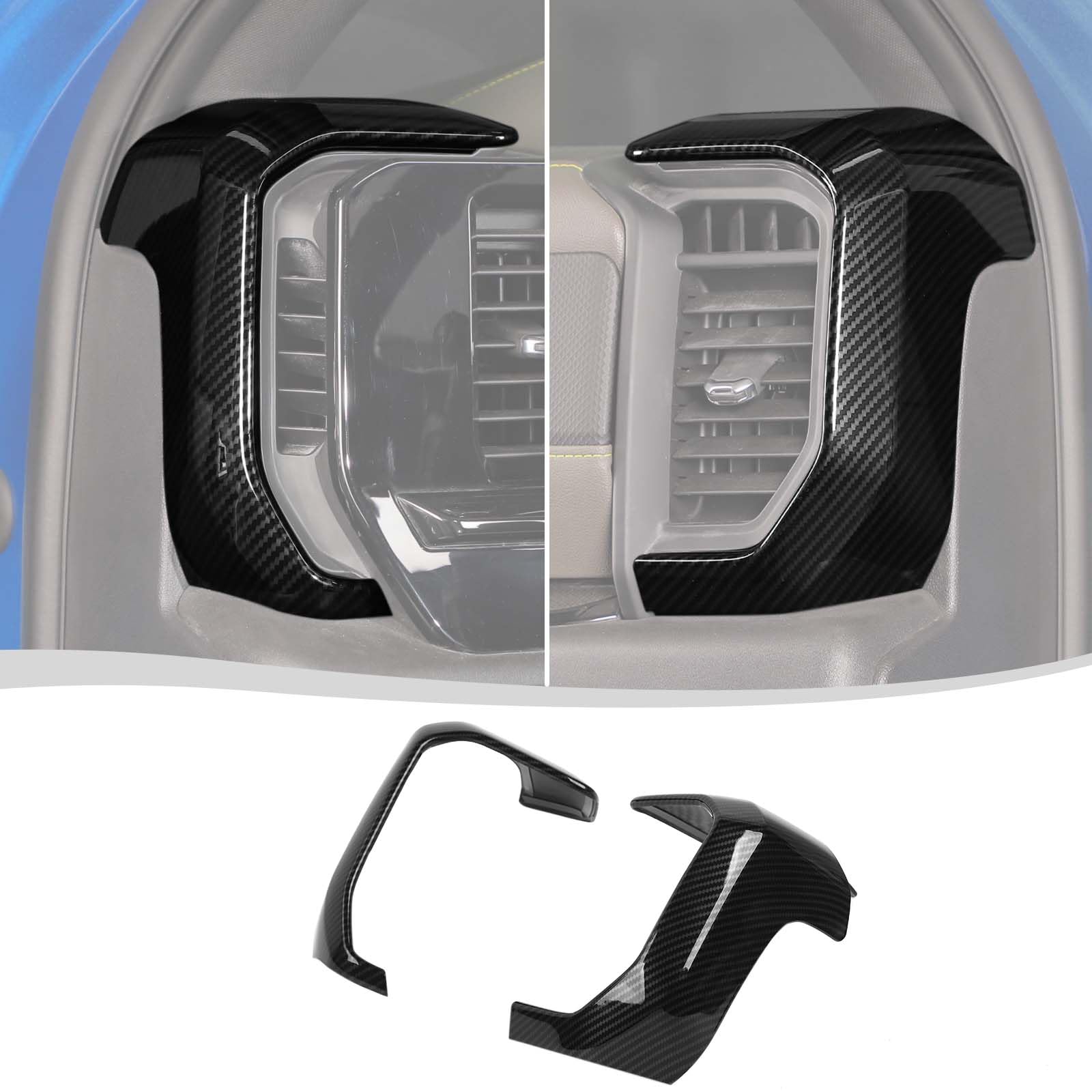 Photo 1 of Voodonala for Chevy Silverado 2022+ Center Console Dash Side Vent Panel Cover Interior Trim Cover Compatible with Chevrolet Silverado 2022+(Carbon Fiber Black,ABS,2Pcs/Set)