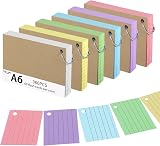 Thboxes 360 Pcs A6 Ruled Index Cards with Metal Binder Ring Double-Sided
