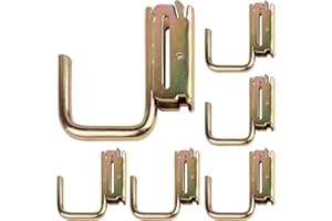POROHOM 6 Pack E-Track Steel J-Hooks,Tie-Down Accessories w/E-Track Spring Fitting Attachments for X-Track Systems Tie Down Anchor Points Pickup,Cargo Van,Enclosed Trailers,Semi-Trucks Trailer Hang Tools