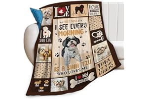 FEORAFEI Dog Blanket Cute Shih Tzu Pet Animal Print Throw Blankets for Couch Sofa Bed Stuff Decor Lightweight Soft Cozy Fleece Plush Warm Flannel Bedding Gifts for Baby Boys Girls Kids Adults Lover 40"x50"