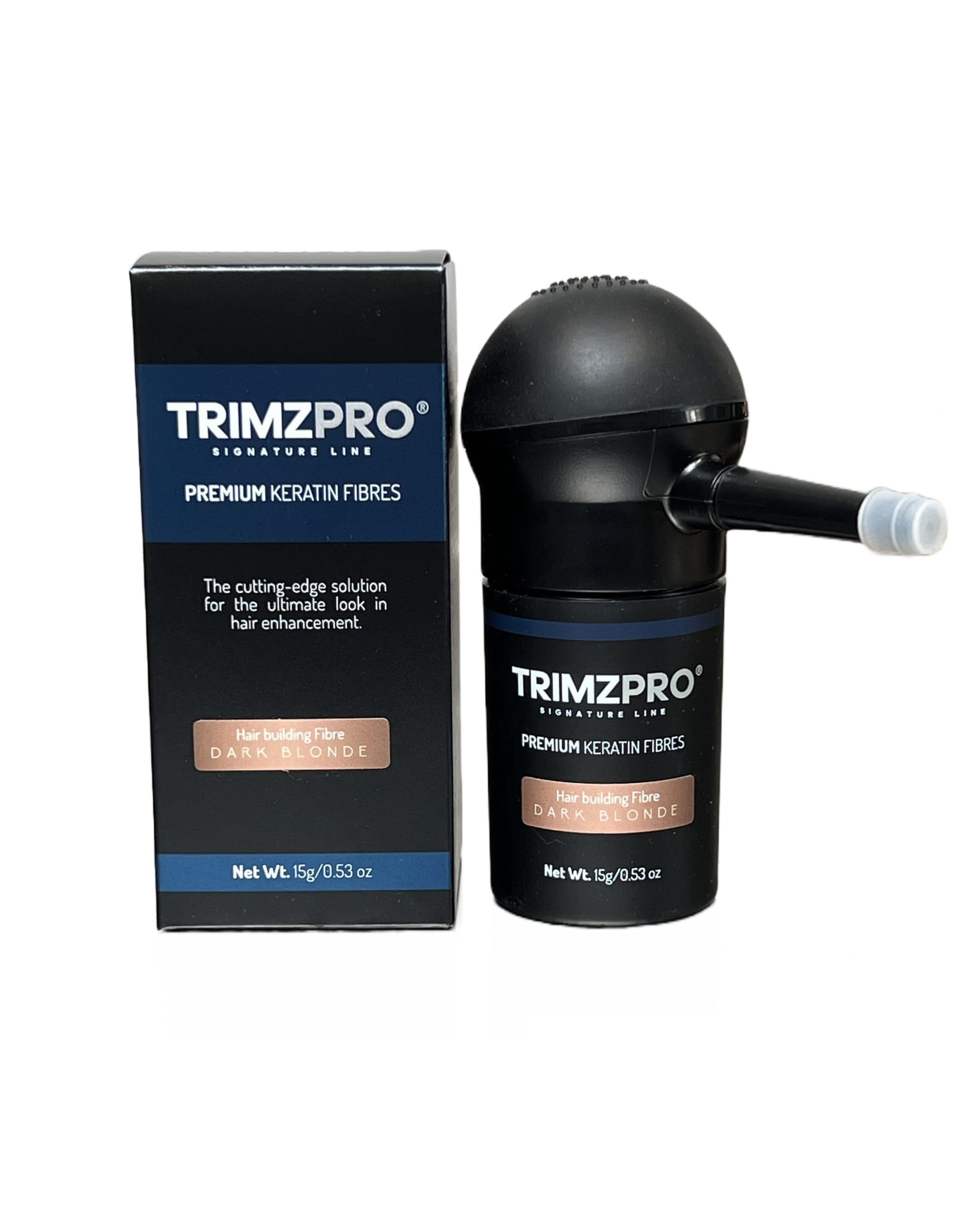 Trimzpro Signature Keratin Hair Fibres 14g - 10 Shades | Instant Thickening & Concealing Powder | Lock-In Tech for Natural Look & Durability | Hair Volumizer for Men & Women, DARK BLONDE