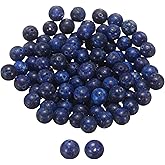 HARFINGTON 100pcs Natural Stone Beads 10mm Lapis Lazuli Blue Round Gemstone Stone Loose Beading Real Genuine Smooth Balls Bead for Jewelry Making Bracelets Necklace Earrings DIY
