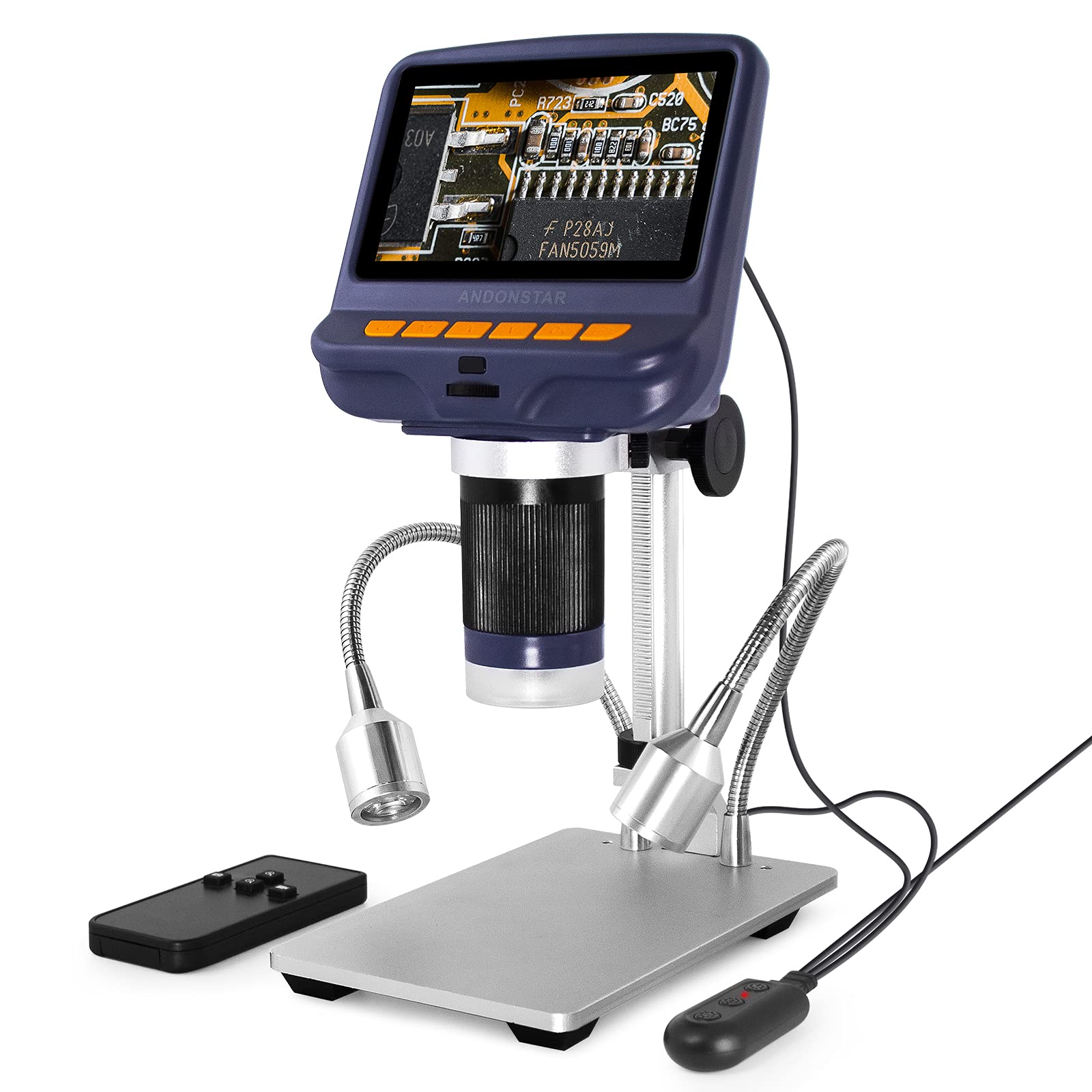 Andonstar AD106S USB Digital Microscope,4.3'' Screen Microscope for Soldering/PCB/Watch/Phone Repairing Tools,with Stand and IR Remote