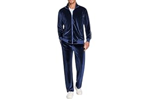 COOFANDY Mens 2 Piece Velour Tracksuit Full Zip Jackets Pants Velvet Jogging Suits Sweatsuit Set