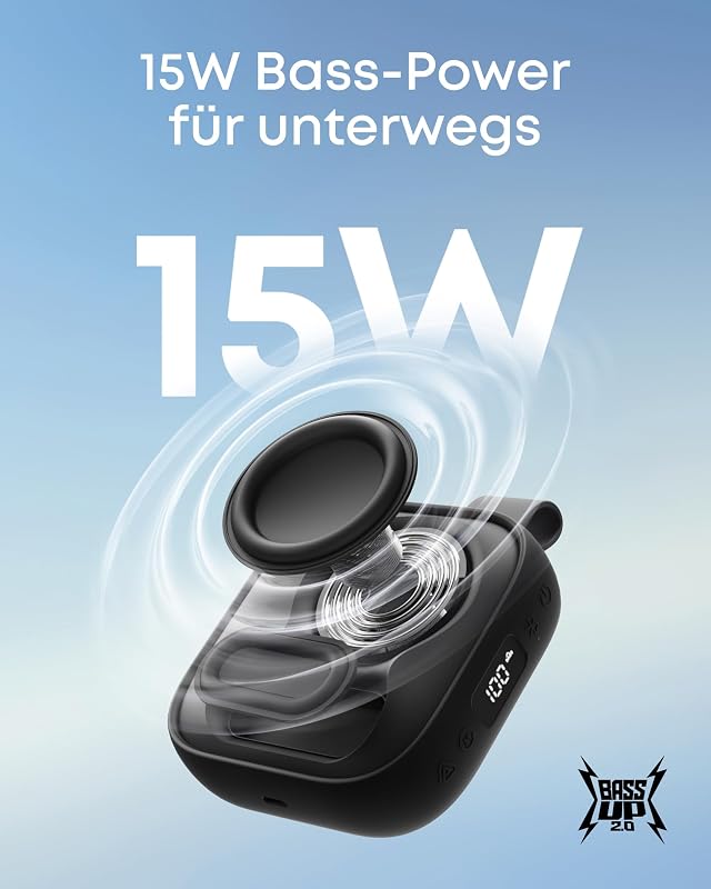 by Anker Boom Go 3i, tragbarer Lautsprecher mit 15W Sound Schwarz