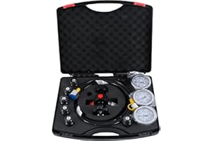 SINOCMP Hydraulic Nitrogen Accumulator Test Charging Kit, Nitrogen Pressure Charge Testing Fill Kit, Diagnosis Tester System Tools Set with 3 Gauges, 7 Adapters Couplings, 1 Gas Hose