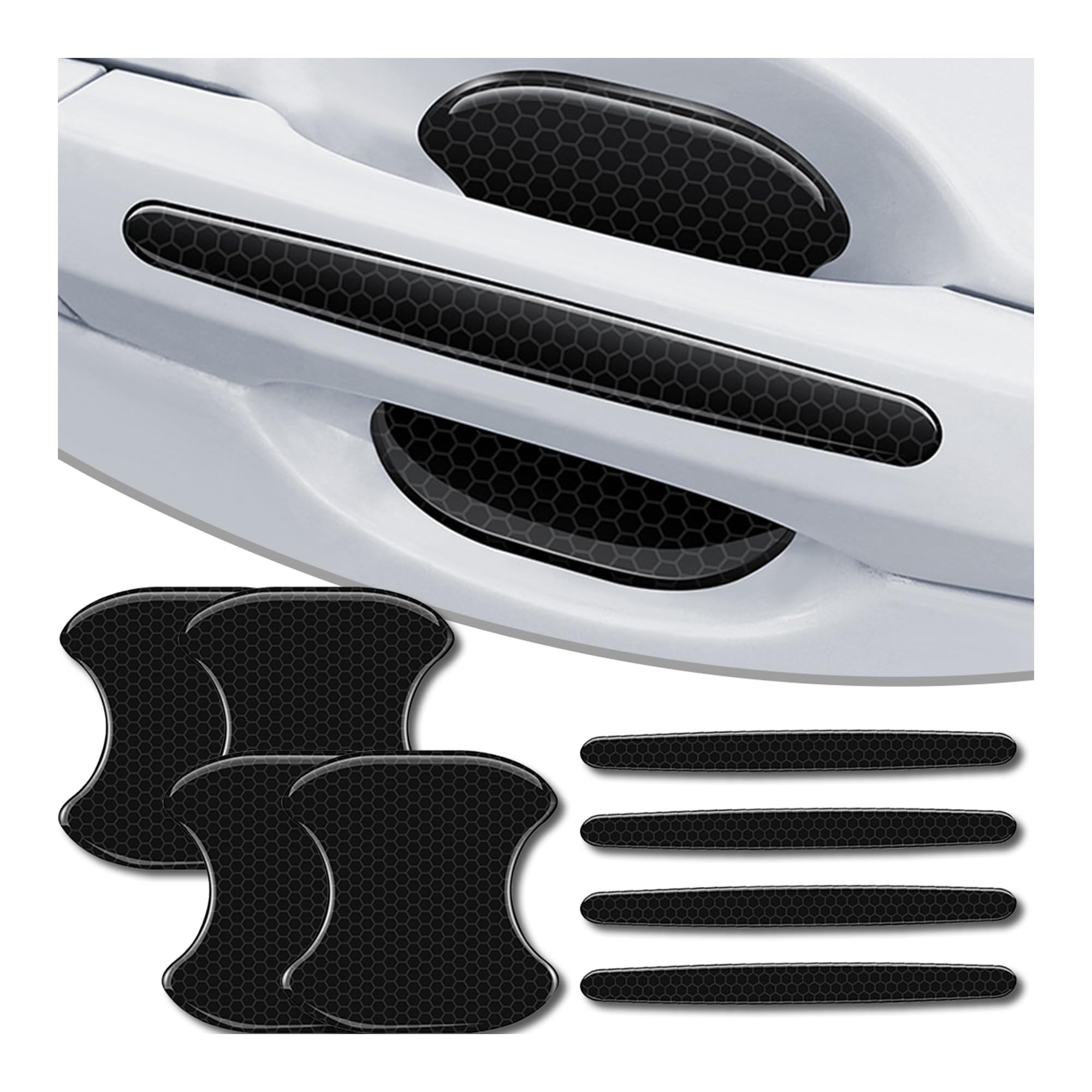 Photo 1 of Couslcd 4Pcs Reflective Car Door Handle Bowl Sticker, Car Door Handle Protective Sticker Anti-Scratch (Black, 8Pcs)