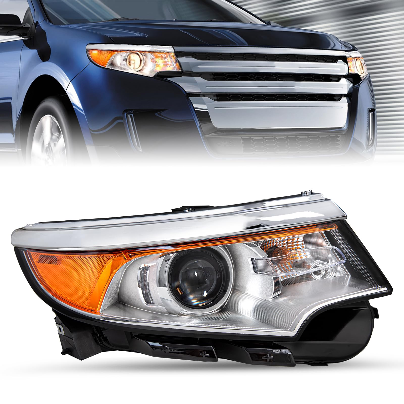 Photo 1 of (used)(damaged)(see all images) SOCKIR Headlight Assembly without Bulbs [Halogen Type] for 2011 2012 2013 2014 Ford Edge Projector Headlamp Replacement (Right Passenger Side)