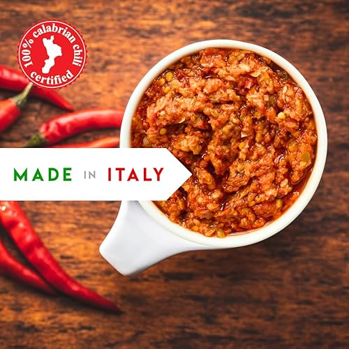 L'Oro Del Sud Bomba Calabrian Hot Pepper Sauce - Authentic Italian Spicy Vegetable Spread (10.9 Oz)