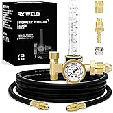 RX WELD Argon Regulator for MIG TIG Weld, CGA580, 6.6FT Hose | Dual 9/16" &amp; 5/8" Outlets + 1/4" Barb
