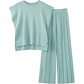 Tanming Women's 2 Piece Outfits Sweater Set Knit Pullover Tops High Waisted Pants Sweatsuits Lounge Set
