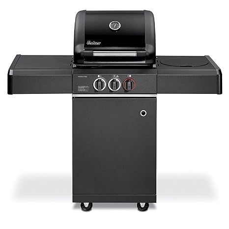 Enders Gasgrill KANSAS BLACK PRO 2 K Turbo, mit Seitenkocher, Turbo Zone, Simple Clean, Heat Range, 2 Brenner + 1, Grill-Ther