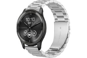 Compatible with Vivomove Trend Bands, Lamshaw Stainless Steel Metal Replacement Strap Bracelet Compatible with Garmin Venu Sq 2/Venu Sq/Venu/Venu 2 Plus/Approach S12/Approach S40/Approach S42/D2 Air/Forerunner 245/Forerunner 55/Forerunner 645/Vivomove Trend/Vivomove Style Smartwatch