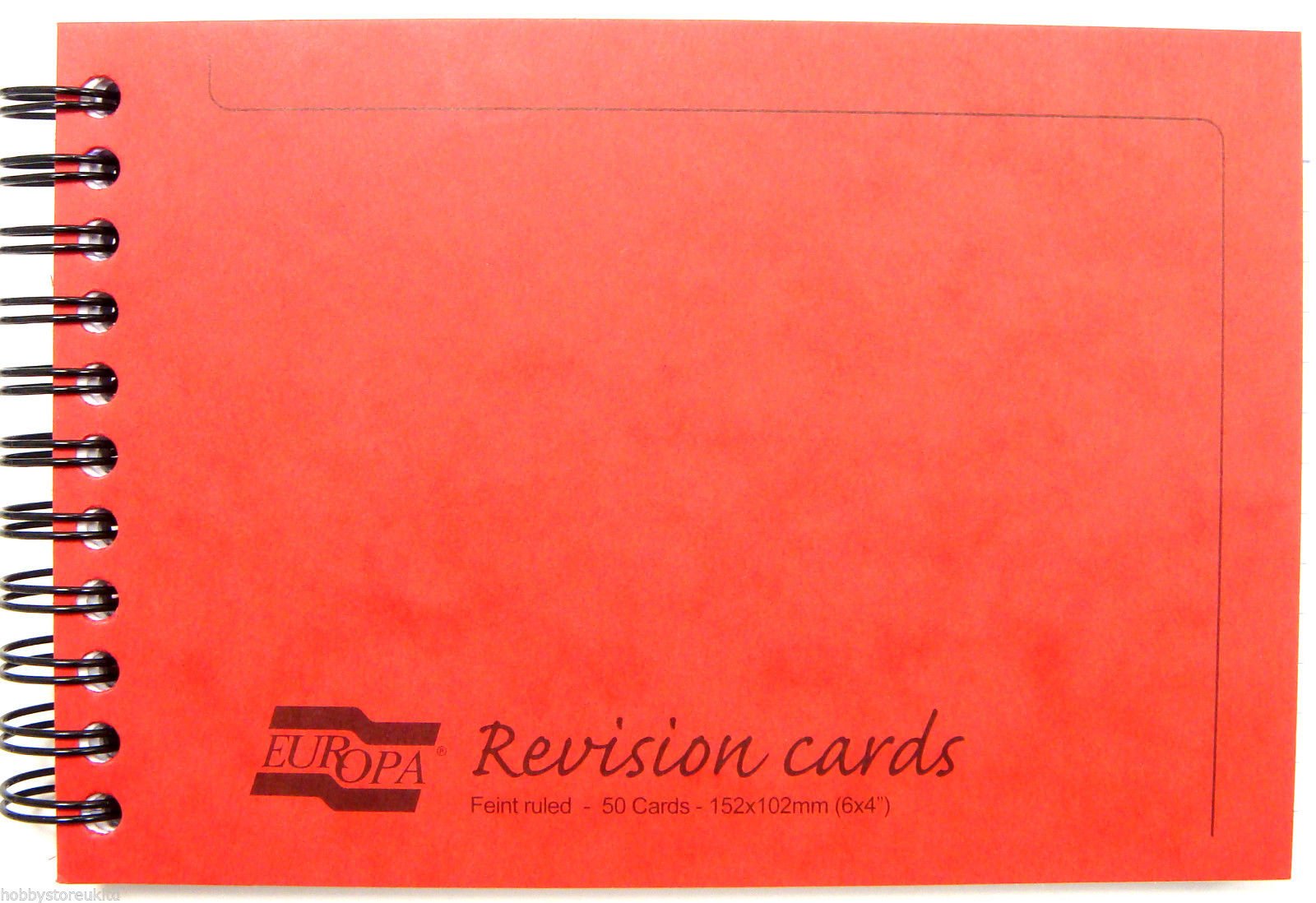 Clairefontaine 3002Z - Europa Red Spiral Revision Cards Notebook - Dimensions: 15.2 x 10.2 cm - 100 Lined Pages - 160 g White Paper - Glossy Card Cover