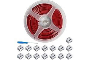 CEZELUX 15Pack erless LED Strip Connectors 2pin with 32.8ft Wire, Tighten Screw Terminal Blocks 2 Pin 10mm Connector with Screwdriver Wire to LED Tape Connector for 5-24v Decorative (2P-10MM)