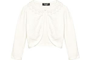 BOLEROSE Girls Long Sleeve Floral Lace Bolero Cardigan Kids Shrug Cover Up