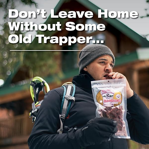 OLD TRAPPER BEEF JERKY, OLD-FASHIONED 10-OUNCE BAG, TENDER MEAT SNACKS FOR LUNCHES OR BETWEEN MEALS, 11 GRAMS OF PROTEIN, ZERO GRAMS OF FAT, AND 70 CALORIES PER OUNCE (PACK OF ONE)