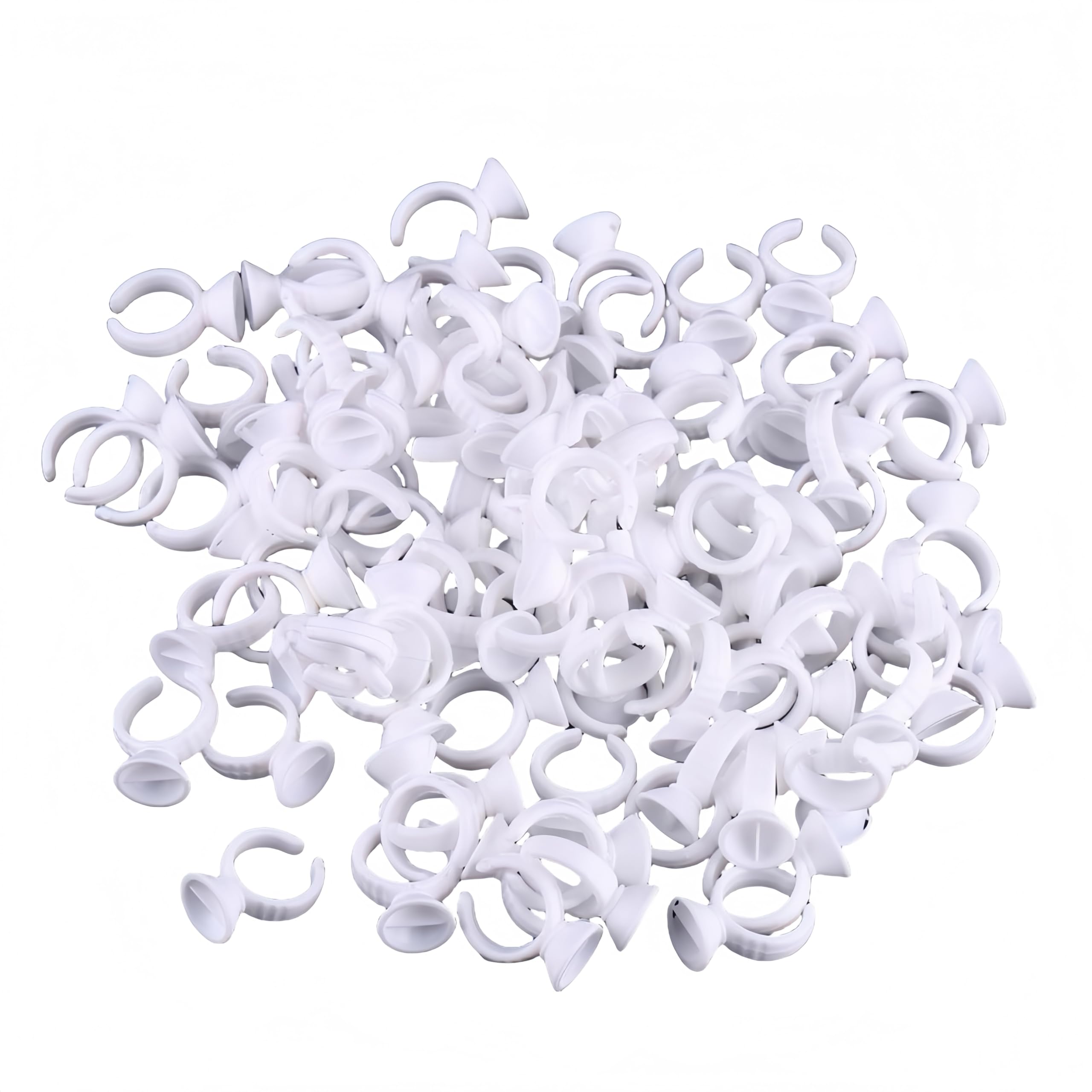 Sonew 100 Pack Tattoo Ink Rings, Disposable Tattoo Pigment Holder Cup Semi Permanent Makeup Eyelash Eyebrow Tattooing Ink Caps Small (Small with Divider)